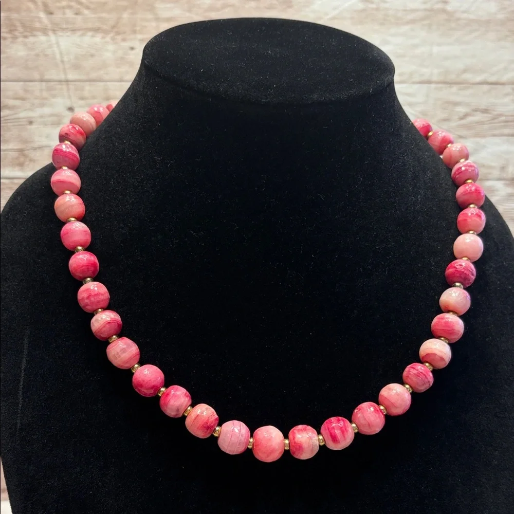 Elegant Rhodochrosite Pink Beaded Necklace